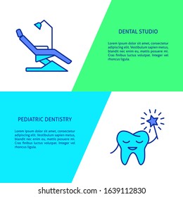 Family dental clinic flyer templates in line style. Stomatological office and pediatric dentistry. - Powered by Shutterstock