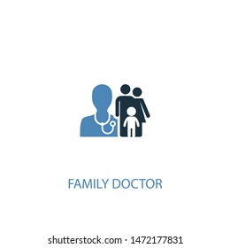 Family Doctor Concept 2 Colored Icon. Simple Blue Element Illustration. Family Doctor Concept Symbol Design. Can Be Used For Web And Mobile UI/UX