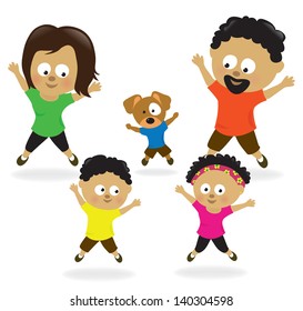 Family Doing Jumping Jacks 2 - Jpeg