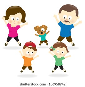 Family Doing Jumping Jacks - Jpeg