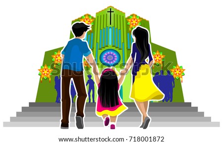 family going churchのイラスト素材 718001872 shutterstock