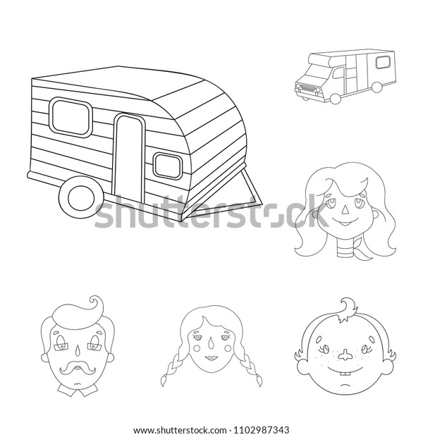 Family\
holiday outline icons in set collection for design. Recreation and\
equipment. bitmap symbol stock web\
illustration.