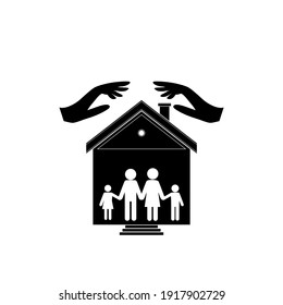 Family In House Icon Isolated On White Background. Family Protect Concept	