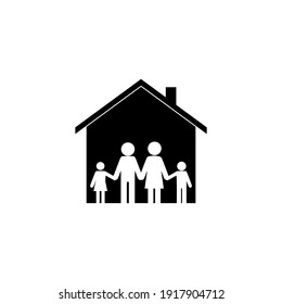 Family In House Icon Isolated On White Background. Family Protect Concept	