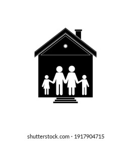 Family In House Icon Isolated On White Background. Family Protect Concept	