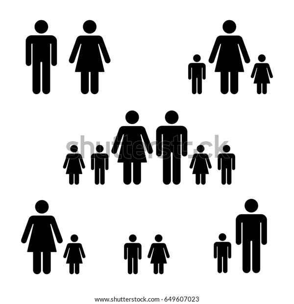 Family Icon Set Posture Stick Figure Stock Illustration 649607023 ...