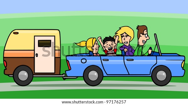 Family Leaving On Fun Vacation Pull Stock Illustration 97176257