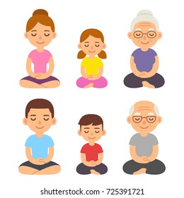 Similar Images, Stock Photos & Vectors of Family meditating sitting in ...