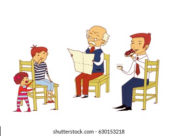 Dad Reading Newspaper Stock Illustrations Images Vectors Shutterstock