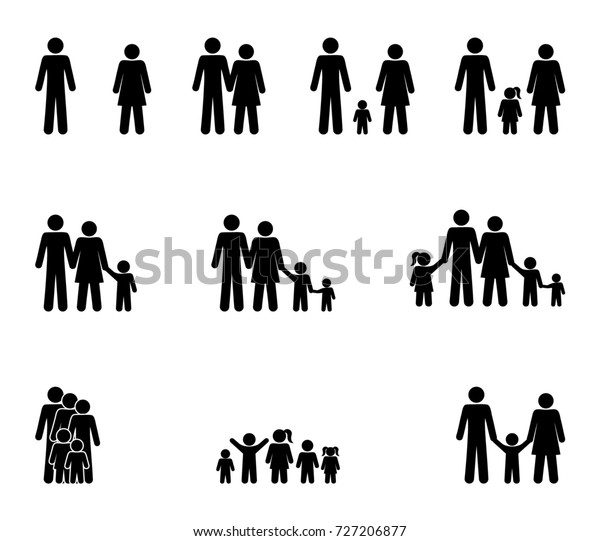 Family Set Pictograms Isolated Stick Figure Stock Illustration 727206877