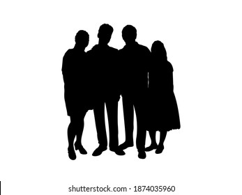 Family silhouettes parents and teens. Illustration graphics icon