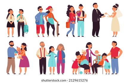 Family Stages Cartoon Men Play Children Stock Illustration 2129615276 ...