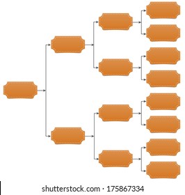 Family, Team Tree Chart Diagram With Arrow Line And Shadow On White Background.