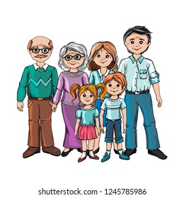 Family Together Group People Standing Little Stock Vector (Royalty Free ...