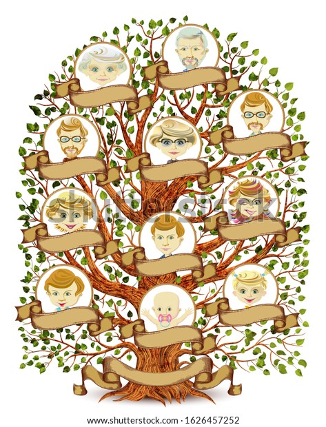 Family Tree Template Isolated On White Stock Illustration 1626457252 ...