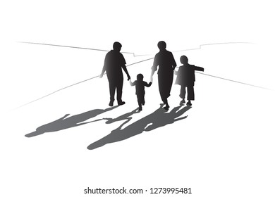 Family Walking Hand In Hand On The Road This Concept Mean Walk Passed To 2018