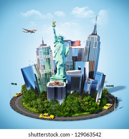 Famous Symbols Of New York City. Traveling To America