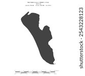 Fan Island in the North Sea, belonging to Denmark, isolated on a bilevel elevation map, with distance scale