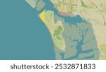 Fan Island in the North Sea on a topographic, OSM Humanitarian style map