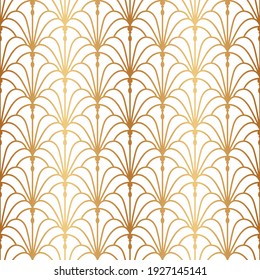 Fan seamless pattern. Chinese, Japanese style. Traditional golden texture. Japan gold oriental. Ornate background. Asian motif. China theme. Geometric ethnic design prints, wallpapers. Illustration