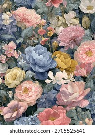 Fancy allover seamless pattern for cotton fabrics 