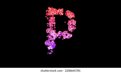 Fancy Fashion Diamonds Alphabet, Red And Pink Letter P, Isolated - Object 3D Illustration