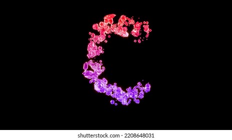 Fancy Fashion Gem Stones Font, Red And Purple Letter C, Isolated - Object 3D Rendering