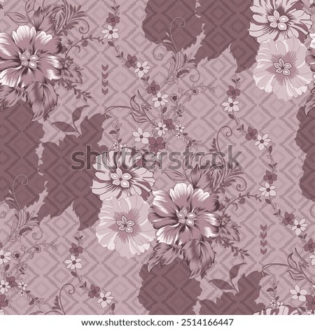 fancy flower pattern illustration textile digital allover design and texture background and negative pattern