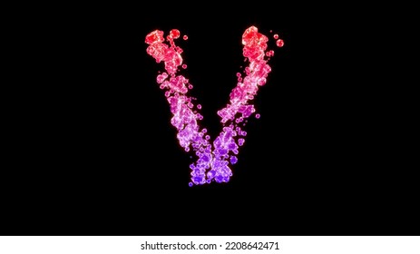 Fancy Glamour Gems Alphabet, Red And Purple Letter V, Isolated - Object 3D Illustration