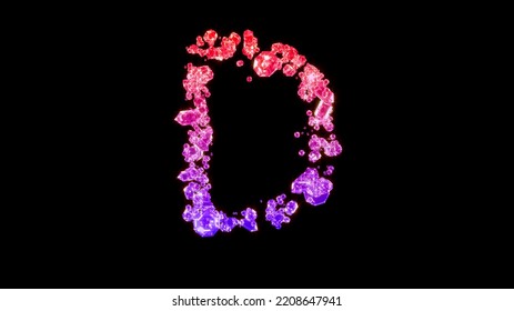 Fancy Lux Gemstones Font, Red And Pink Letter D, Isolated - Object 3D Illustration