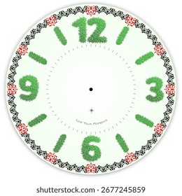 Fancy wall clock dial face without hands printable on chassis board or plexiglass.