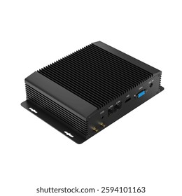 Fanless Industrial Computer 3D render for mockup