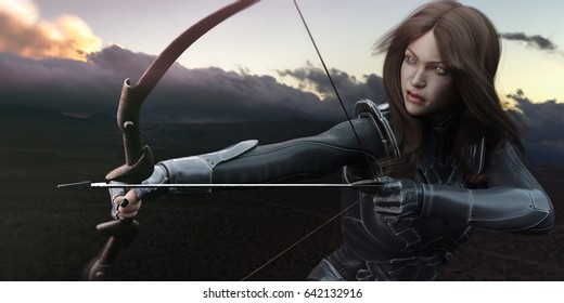 Fantastic Archer Woman - 3d Rendering