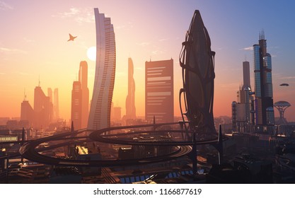 A Fantastic City From The Future.t.3d Render