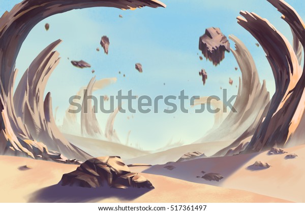 Fantastic And Exituc Allen Planet S Environment 嵐の目は砂漠 ビデオゲームのデジタルcgアートワーク コンセプトイラスト リアルな漫画スタイルの背景 のイラスト素材