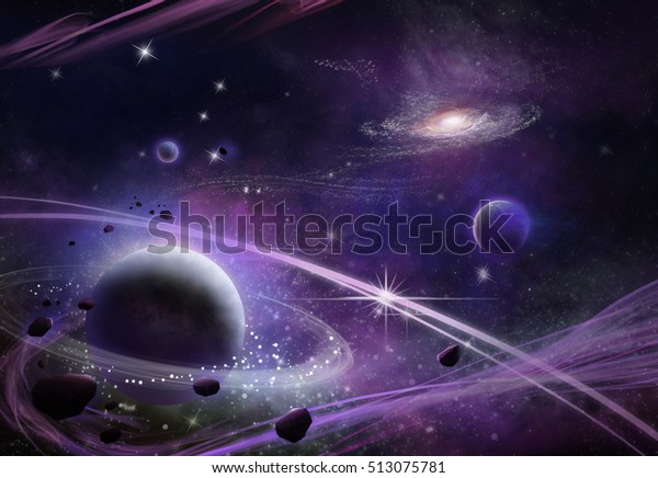 Fantastic and Exotic Star Field. Video Game's Digital CG Artwork, Concept Illustration, Realistic Cartoon Style Background 
