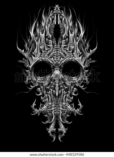 黒い背景に幻想的な儀式用マスク 怖い シャーマンビジョン イラトス のイラスト素材