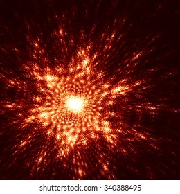 Fantastic unusual abstract background with complex geometric pattern in red and gold. 