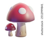 Fantasy 3D Enchanted Mushrooms in Mystical Forest