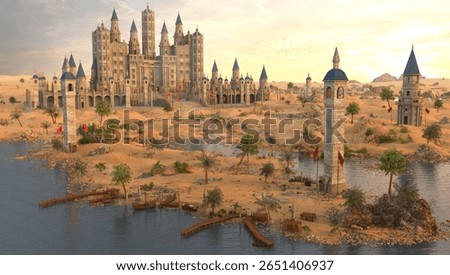 Fantasy 3d render illsutration castle
