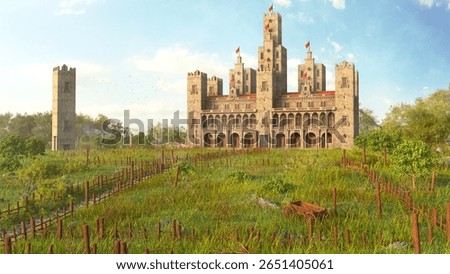 Fantasy 3d render Illsutration palace