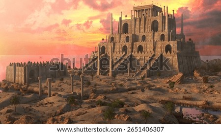 Fantasy 3d render Illustration temple