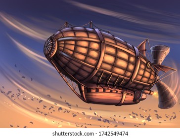 Fantasy Airship In The Sky