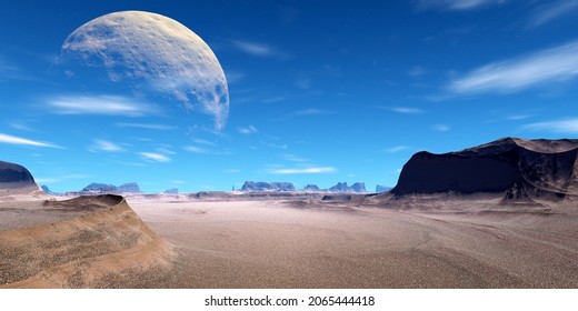 Fantasy alien planet. Mountain. 3D illustration