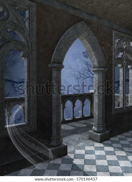 夜間の円弧を持つファンタジー背景 3dイラスト のイラスト素材