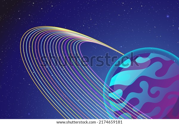 Fantasy colorful
art with planets, rings,
stars