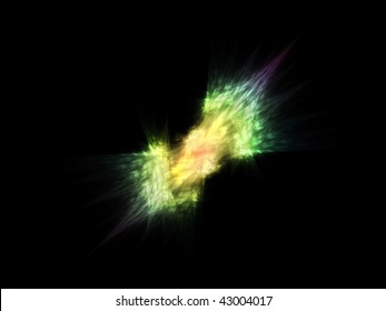 Fantasy digital illustration simulating a colorful exploding light