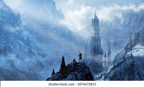 Fantasy Frozen Tower - Digital Illustration