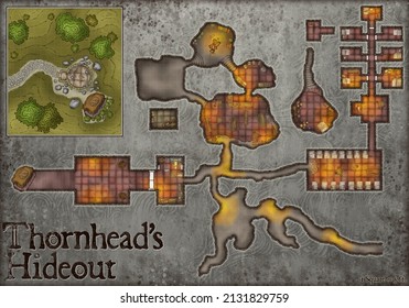 Fantasy Illustration Of A Dungeon Map For   Games Or Similarly Based Fantasy Publications.