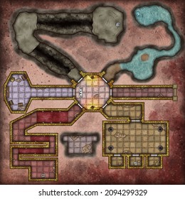 Fantasy Illustration Dungeon Map Ttrpg Games Stock Illustration ...